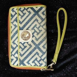 Spartina 449 Leather and Canvas Wristlet Bag